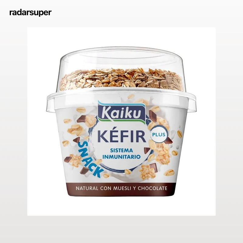 KAIKU Plus Kéfir natural con muesli y trocitos de chocolate 125 g.