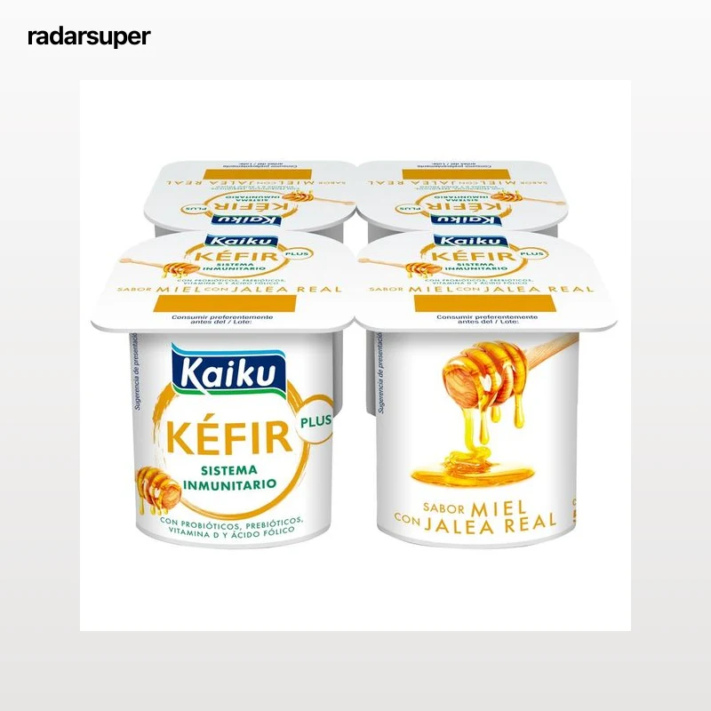 KAIKU Plus sistema inmunitario Kéfir sabor miel con jalea real 4 x 125 g.