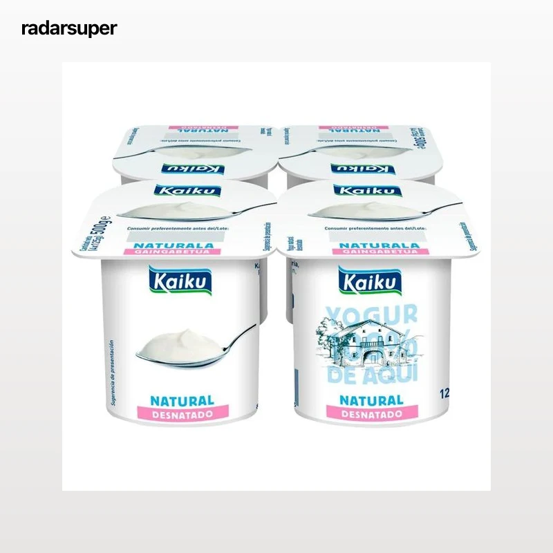KAIKU Yogur natural semidesnatado elaborado en el Pais Vasco 4 x 125 g.