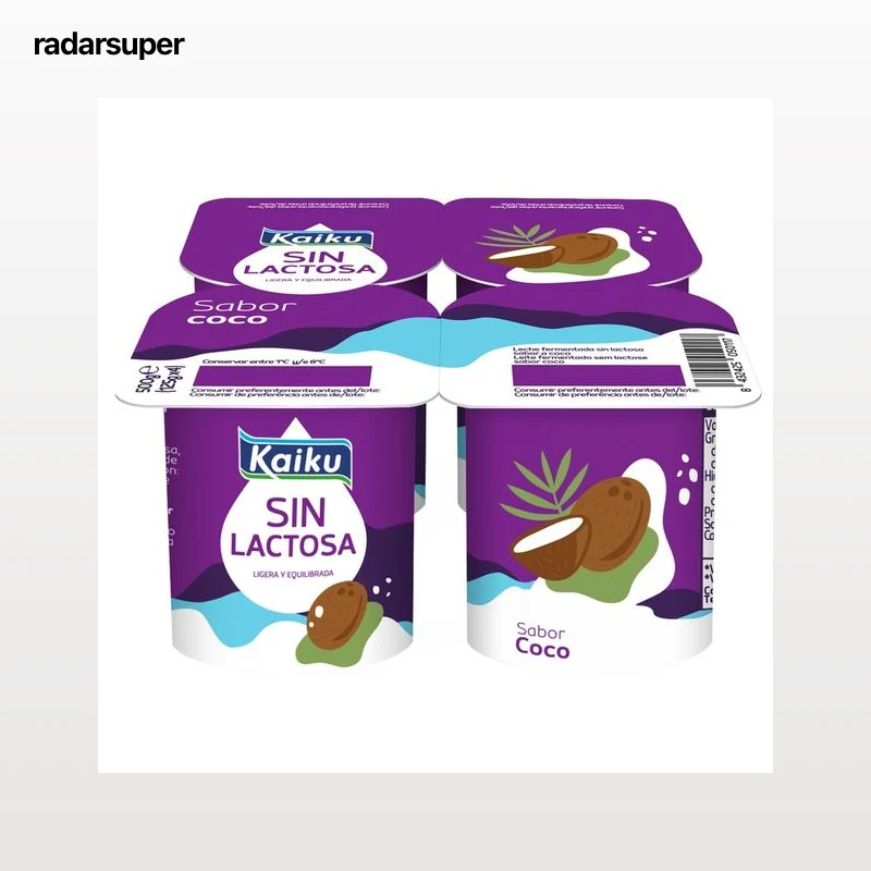 KAIKU Yogur sin lactosa con sabor a coco Sin lactosa 4 x 125 g.