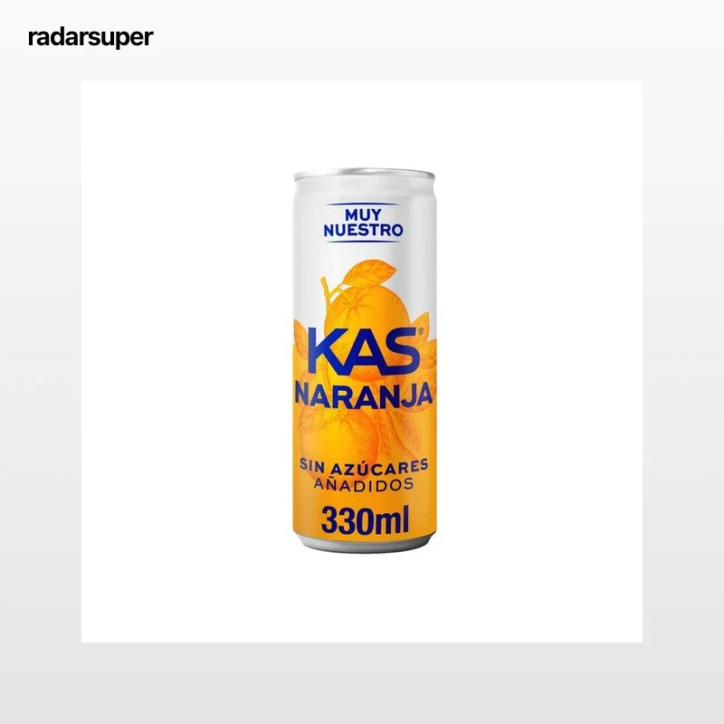 KAS ZERO Refresco de naranja sin azúcares añadidos lata de 330 ml.