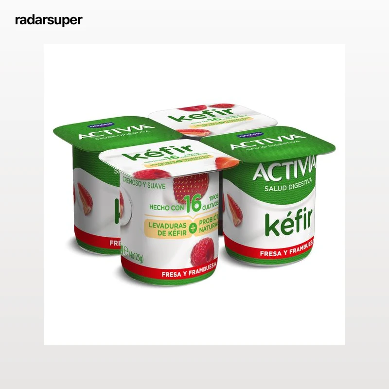 Kéfir de fresa y frambuesa Activia 4 x 125 g