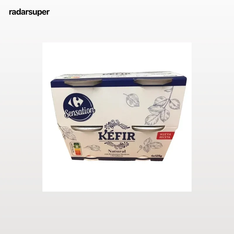 Kéfir natural Carrefour Sensation pack de 4 unidades de 125 g.
