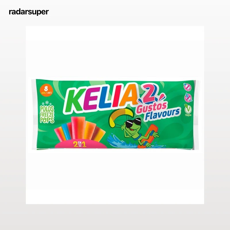 KELIA Bebidas refrescantes aromatizadas (golosinas para congelar con zumo de fruta) 8 uds. de 45 ml.
