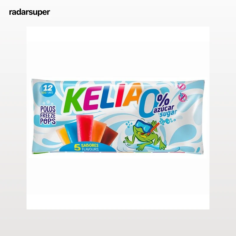 KELIA Bebidas refrescantes aromatizadas sin azúcar (golosinas para congelar con zumo de fruta) 12 uds. de 45 ml.