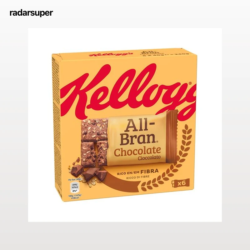 KELLOGG"S ALL-BRAN Cereales en barrita con chocolate pack 6 uds.x 40 g.