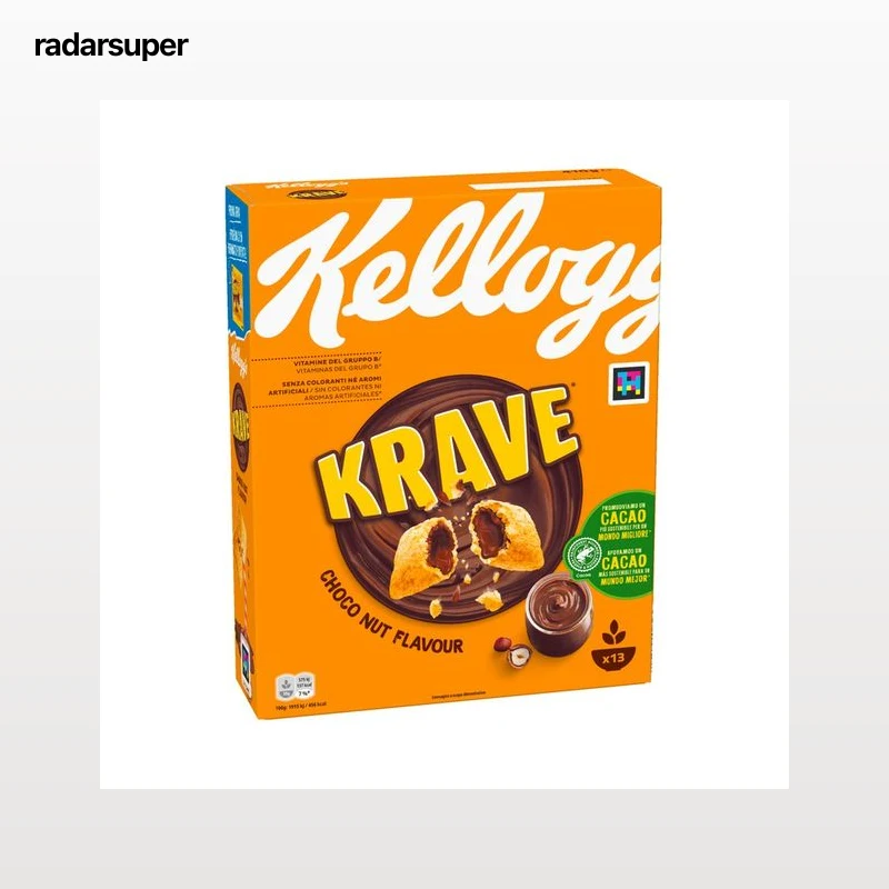 KELLOGG"S Krave Cereales sabor avellana rellenos de chocolate 410 g.