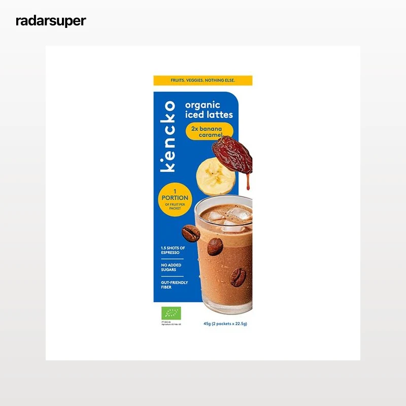 KENCKO Preparado para cafe helado con frutas y verduras ecológicas, sabor a plátano 2 x 22 g.