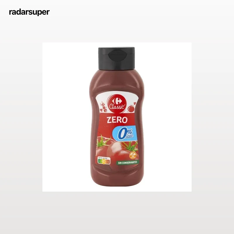 Kétchup Carrefour Classic sin gluten y sin azúcar añadido 475 g.