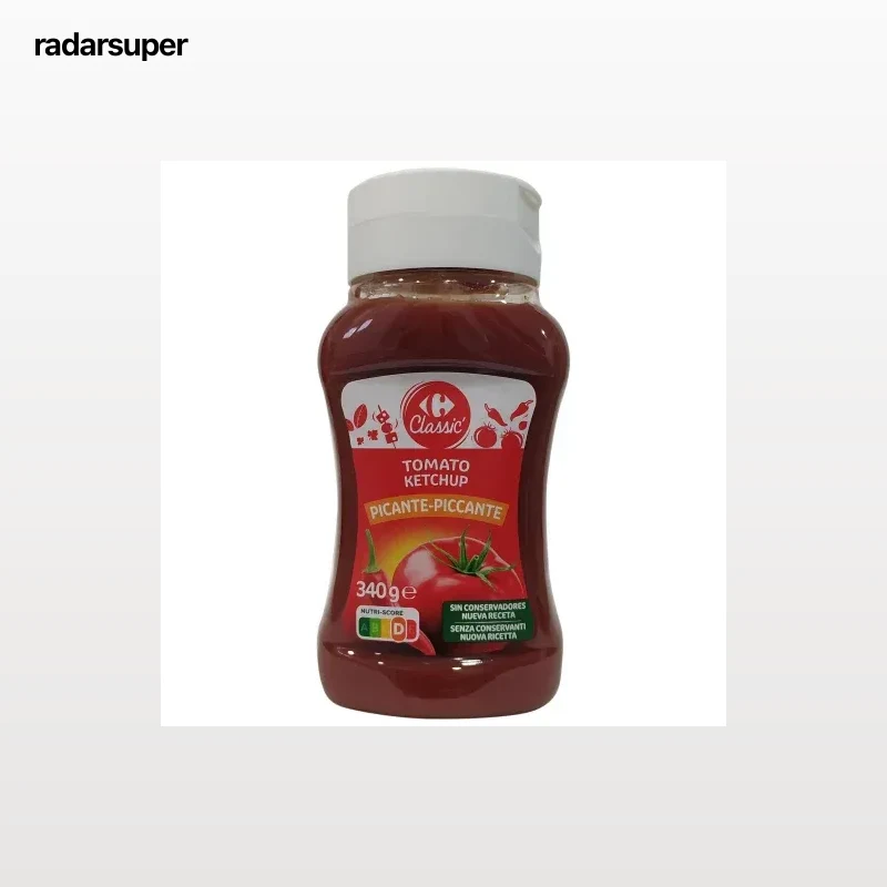 Kétchup picante Classic Carrefour envase 340 g.