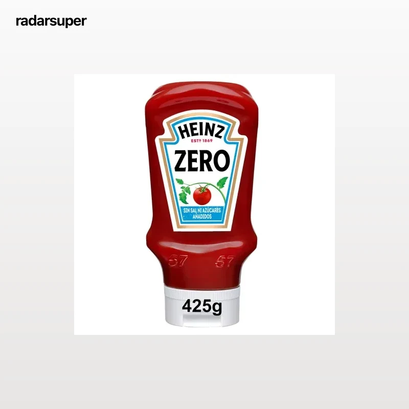 Kétchup Zero Heinz sin azúcar ni sal añadidos envase 425 g.
