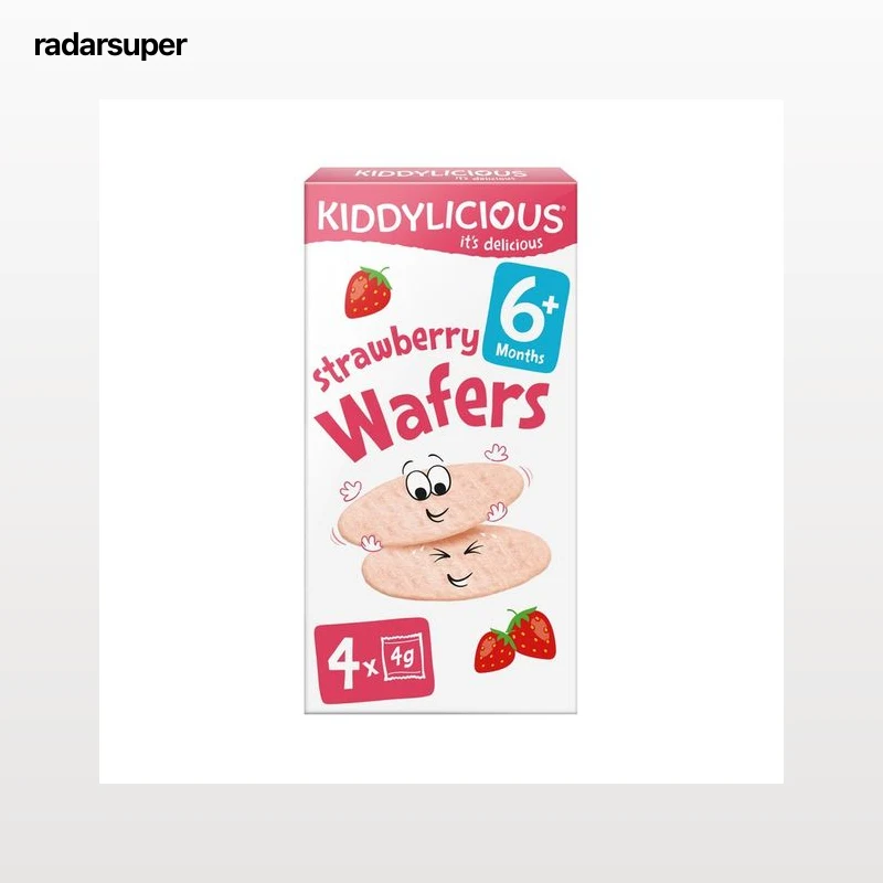 KIDDILIDIOUS Wafers (galletas) de arroz sabor a fresa, a partir de 6 meses 4 x 4 g.