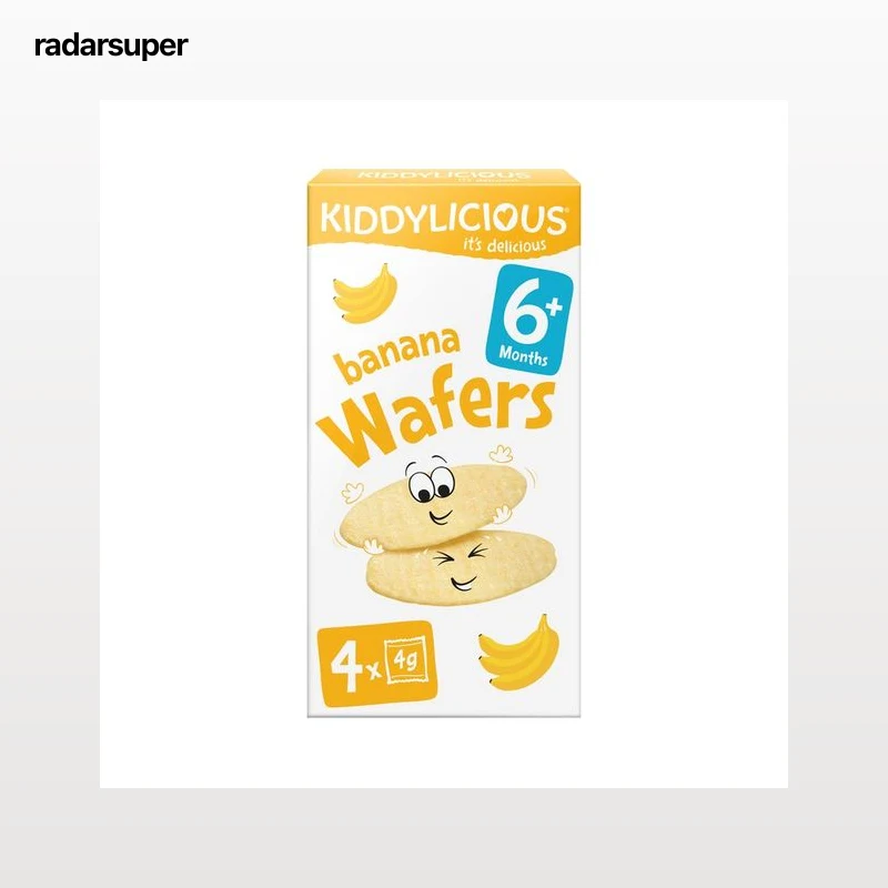 KIDDILIDIOUS Wafers (galletas) de arroz sabor a plátano, a partir de 6 meses 4 x 4 g.