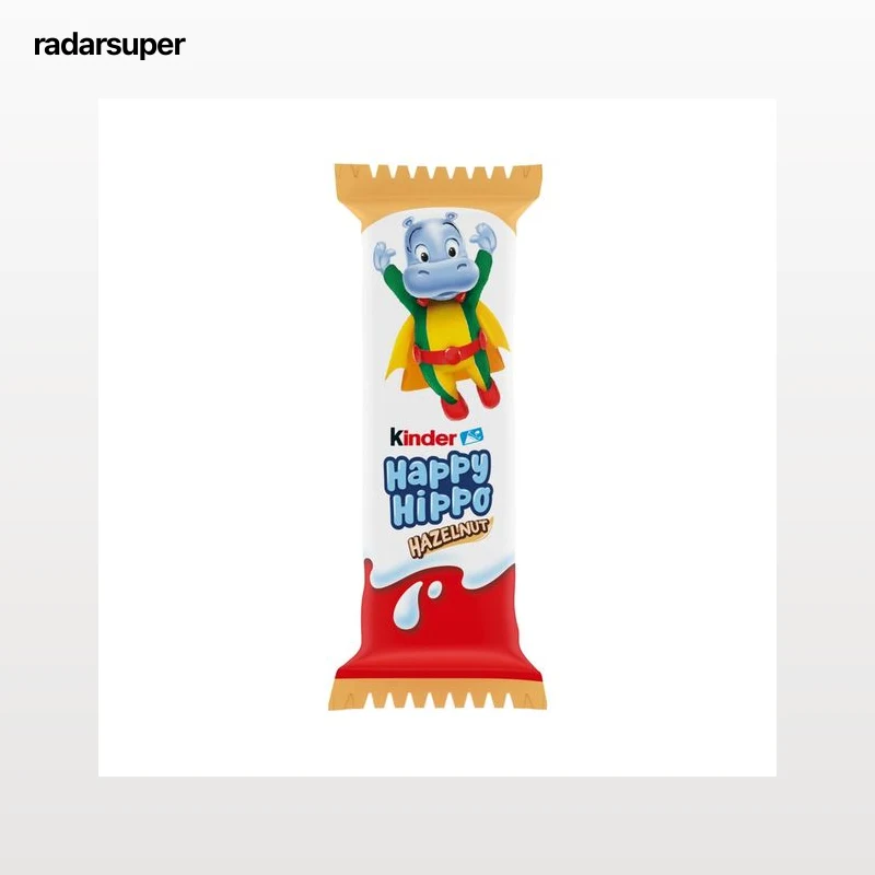 KINDER Happy Hippo Barrita de barquillo rellena de leche y avellana 20,7 g.