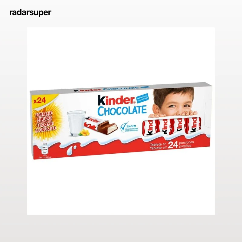 KINDER Porciones de chocolate con leche relleno de crema rica en leche 24 uds. 300 g.