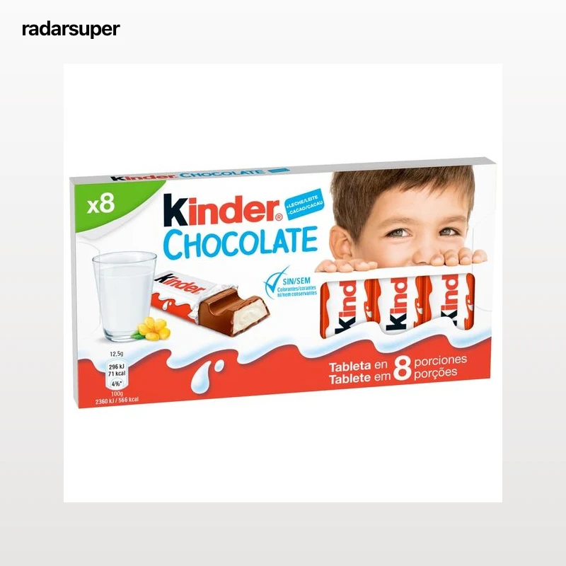 KINDER Tableta de chocolate en porciones 8 uds. 100 g.