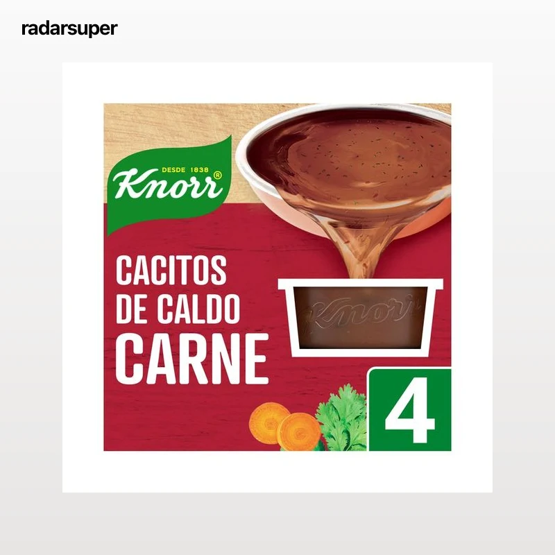 KNORR Cacitos de caldo de carne, con ingredientes naturales, sin glutamato 4 uds. 28 g.