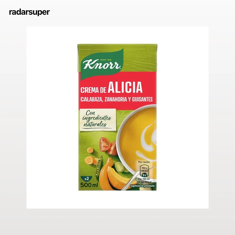 KNORR Crema de Alicia (calabaza, zanahoria y guisantes) 500 ml.