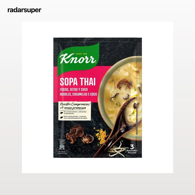 KNORR Las Exoticas Sopa Thai con fideos, setas y coco 69 g.