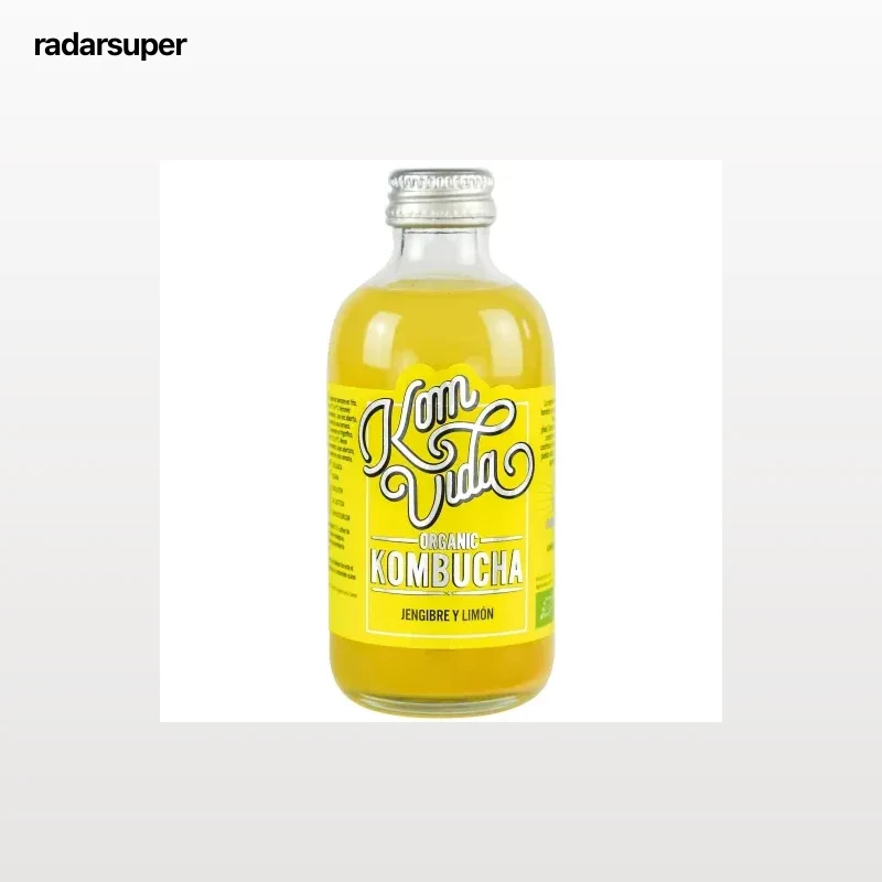 Kombucha de jengibre y limón ecológico Komvida sin gluten botella 25 cl.