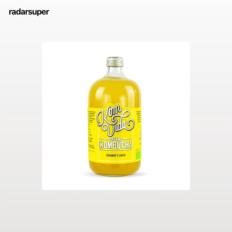 Kombucha jengibre y limón ecológico Komvida sin gluten 75 cl.