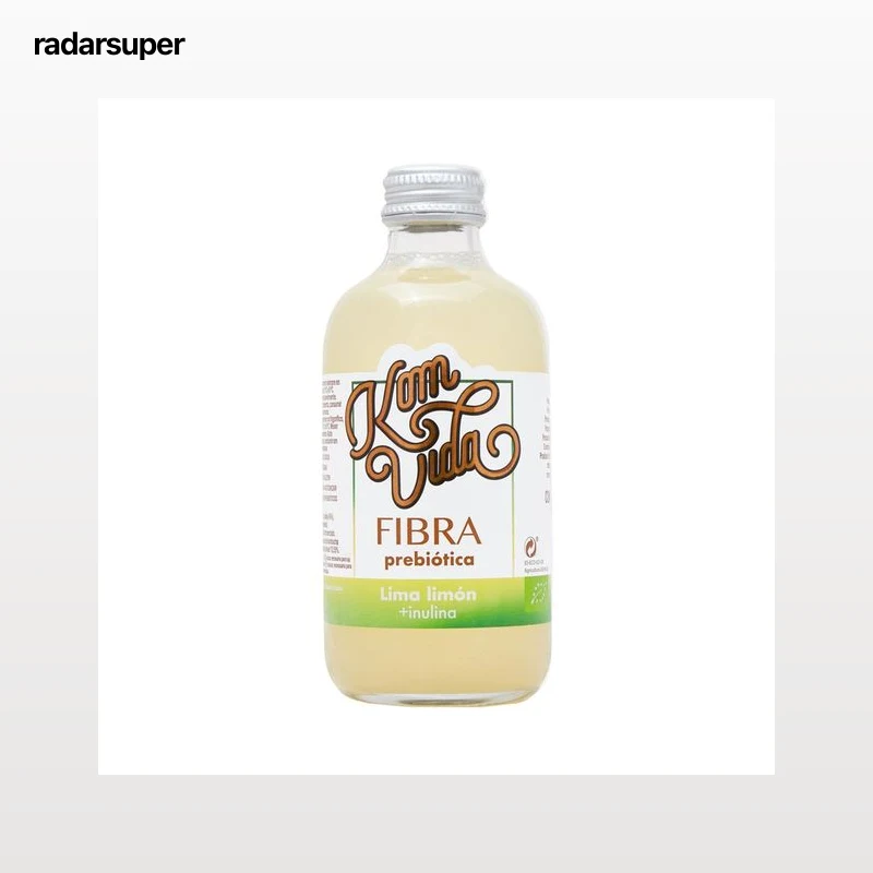 KOMVIDA Fibra Kombucha ecológica con inulina y sabor a lima limón 250 ml.