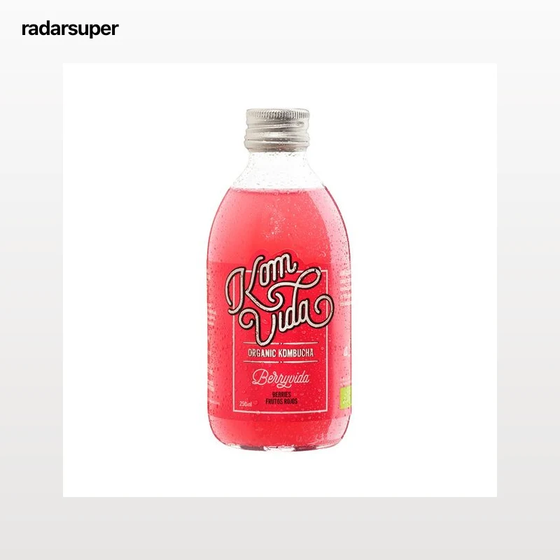 KOMVIDA Kombucha (bebida a partir de té) ecológica frutos rojos 250 ml.