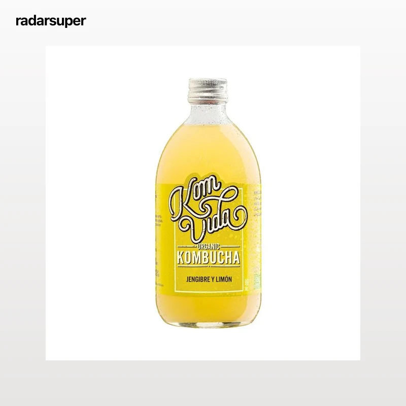 KOMVIDA Kombucha (bebida a partir de té) ecológica jengibre y limón 750 ml.