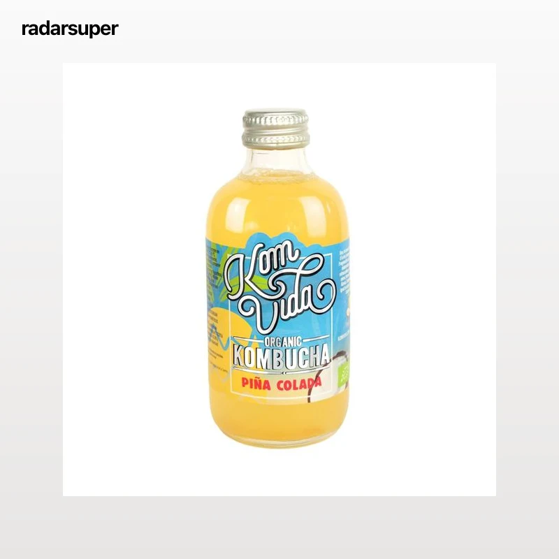 KOMVIDA Kombucha (bebida a partir de té) ecológica de piña colada 250 ml.