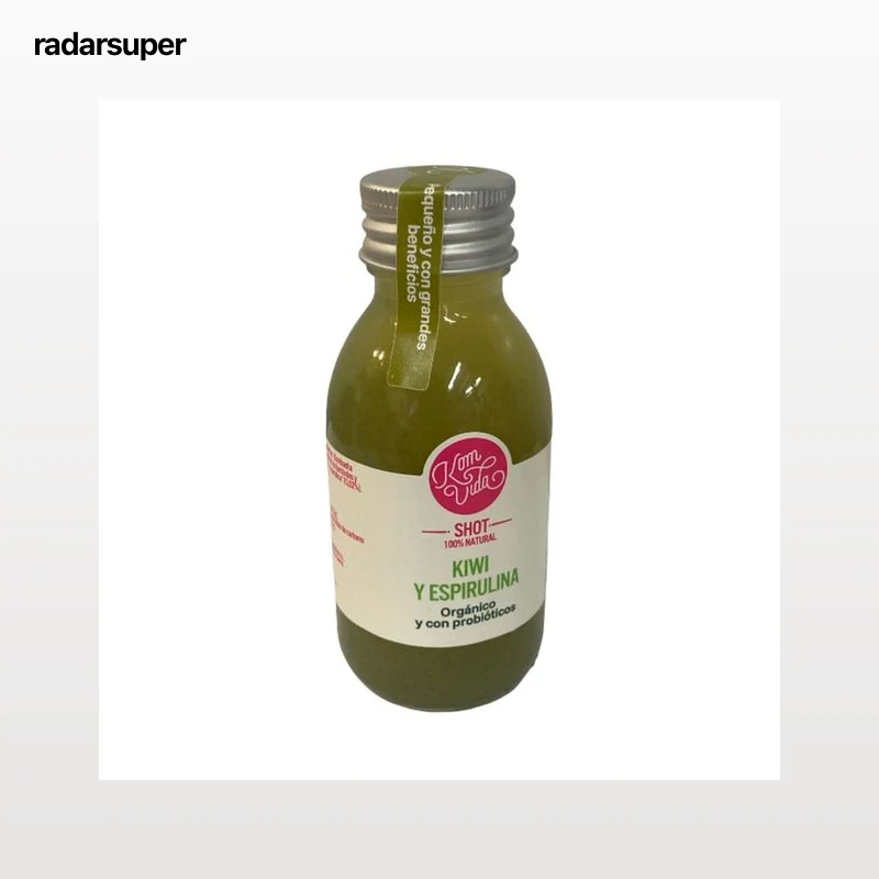 KOMVIDA Kombucha ecológica con probióticos, kiwi y espirulina  botella 100 ml.