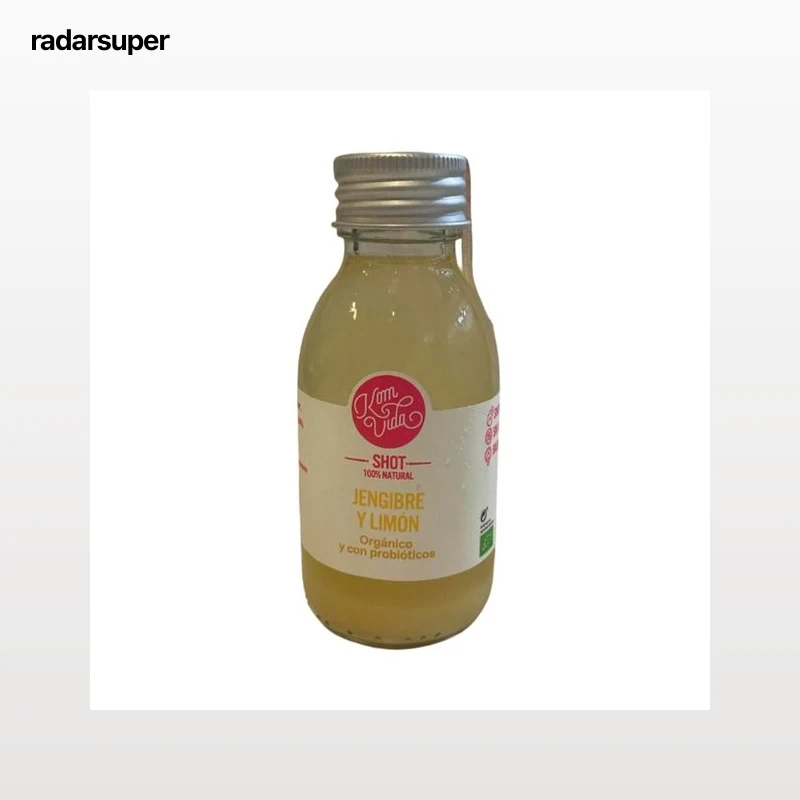 KOMVIDA Kombucha ecológica con probióticos sabor jenjibre y limón  botella 100 ml.