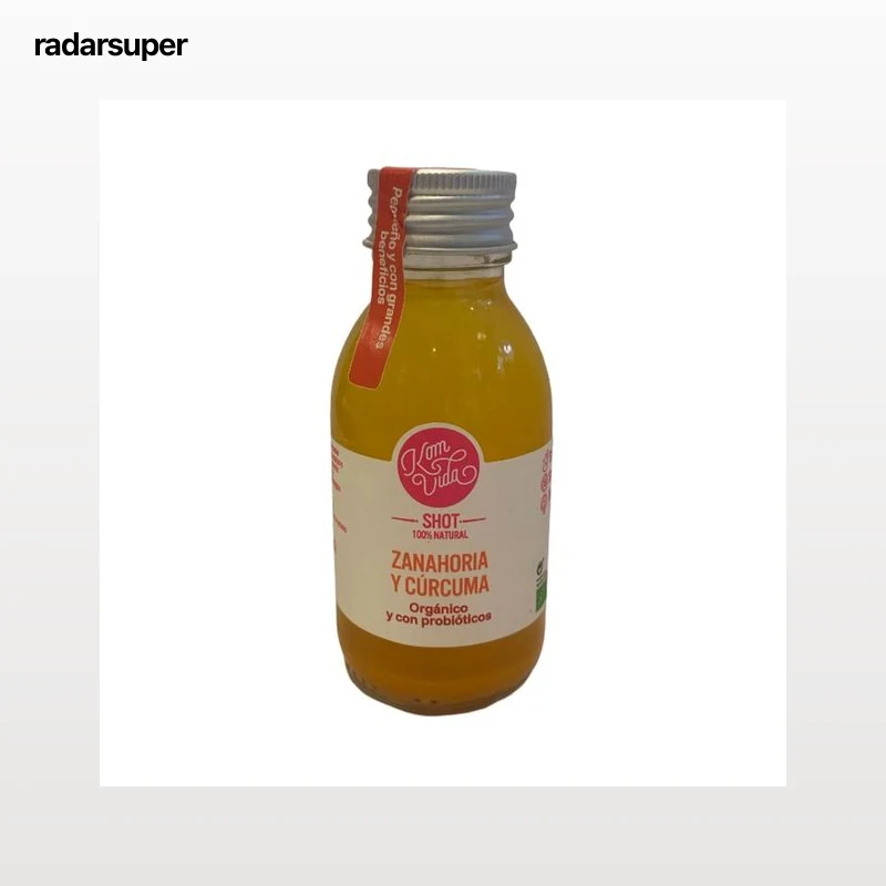 KOMVIDA Kombucha ecológica con probióticos, zanahoria y cúrcuma  botella 100 ml.