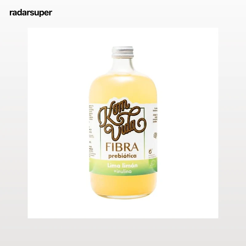 KOMVIDA Kombucha ecológicoa con inulina y sabor lima limón 750 ml.
