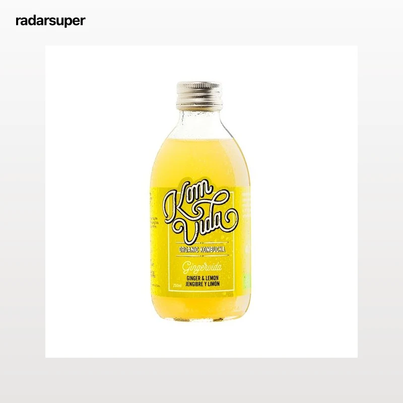 KOMVIDA Kombucha gingervida de jengibre y limón orgánica 250 ml.