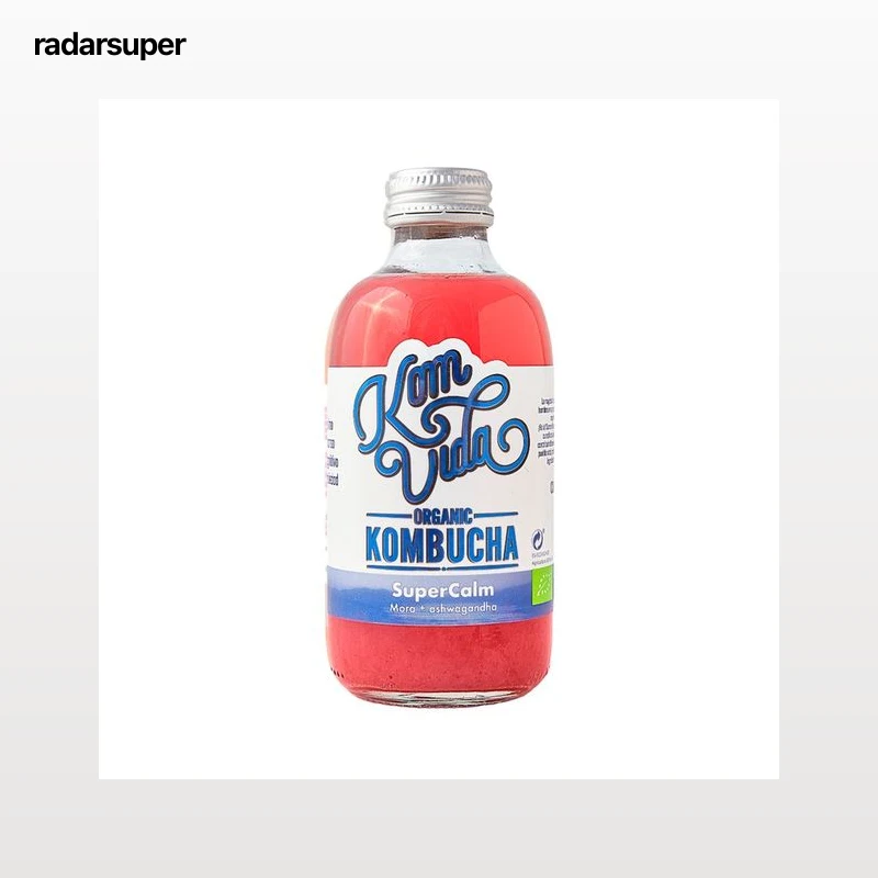 KOMVIDA Organic supercalm Kombucha ecológica sabor  mora con Ashwagandha botella 250 ml.