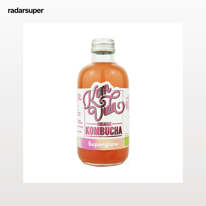 KOMVIDA Superglow Bebida de te fermentada (kombucha) ecológica, con bayas de goji y aloe vera 250 ml.