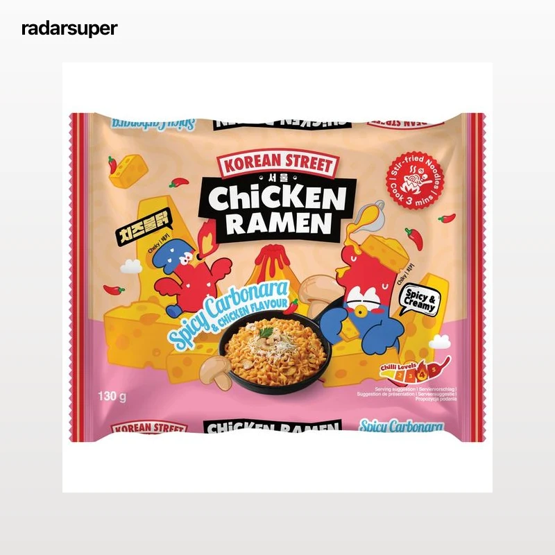 KOREAN STREET Ramen picante sabor carbonara y pollo - 130g.