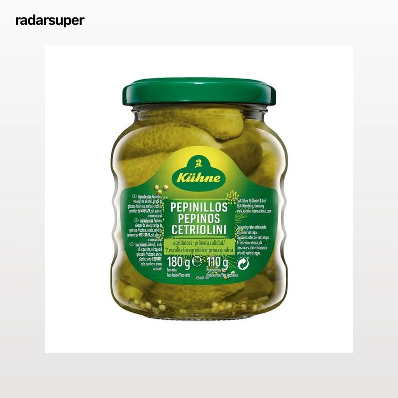 KÜHNE Pepinillos pequeños agridulces de primera calidad frasco de 110 g.