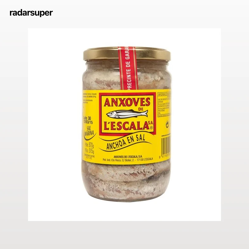 L"ESCALA Filetes de anchoas en sal L"ESCALA tarro de 515 g.