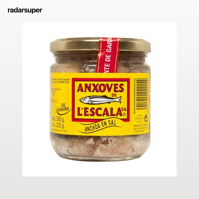 L"ESCALA Filetes de anchoas en sal L"ESCALE tarro de 235 g.