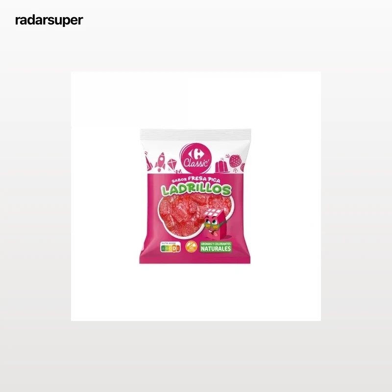 Ladrillos de goma sabor fresa y pica pica Carrefour Classic sin gluten 200 g.