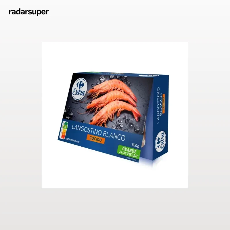 Langostino salvaje cocido 24/32 Carrefour Extra 800 g.