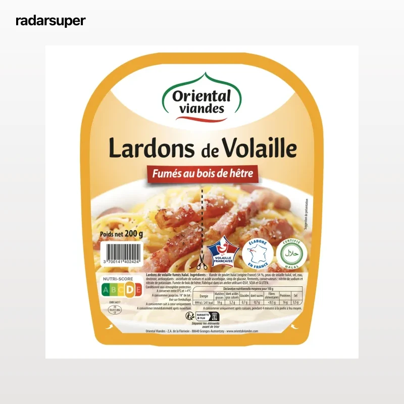 Lardons de volaille halal fumés ORIEN… — Prix chez Carrefour | RadarSuper