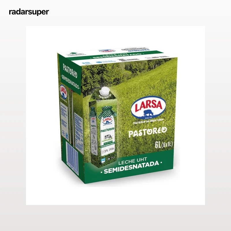 LARSA Leche semidesnatada de vaca de pastoreo, 100% gallega Pastoreo 6 x 1 l.