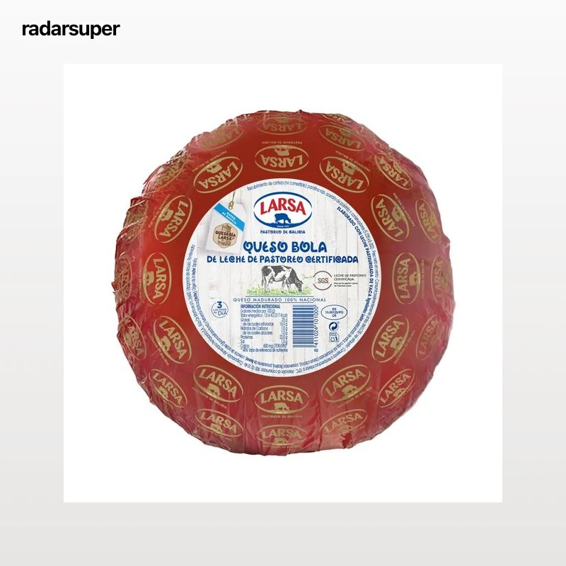 LARSA Queso bola madurado elaborado con leche de pastoreo certificada, pieza.