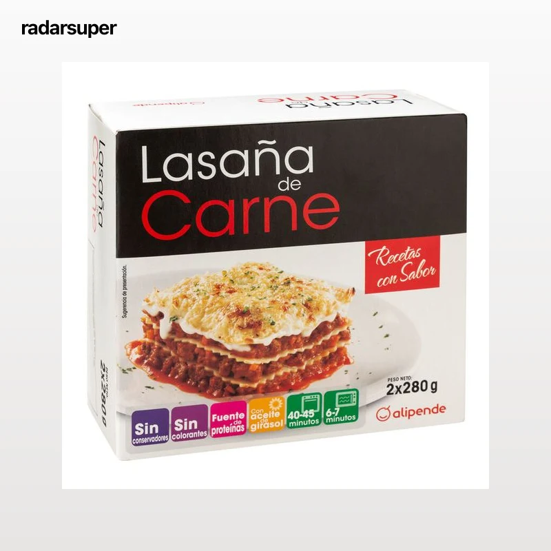 Lasaña Alipende 280g pack-2 carne