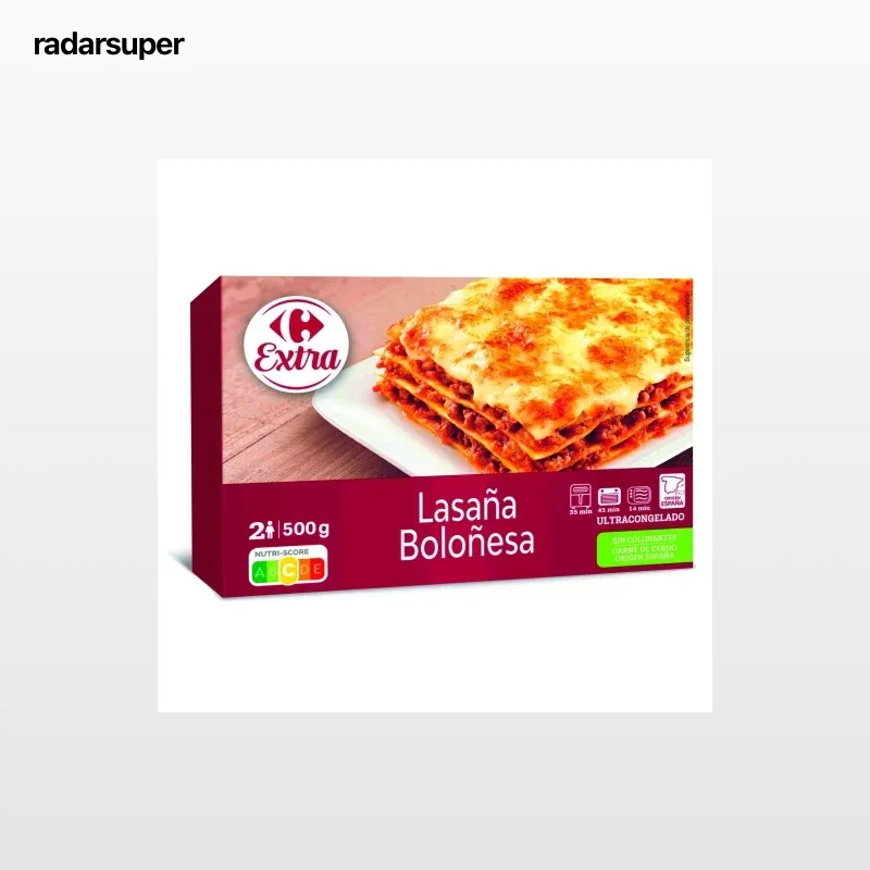 Lasaña boloñesa Carrefour Extra 500 g.