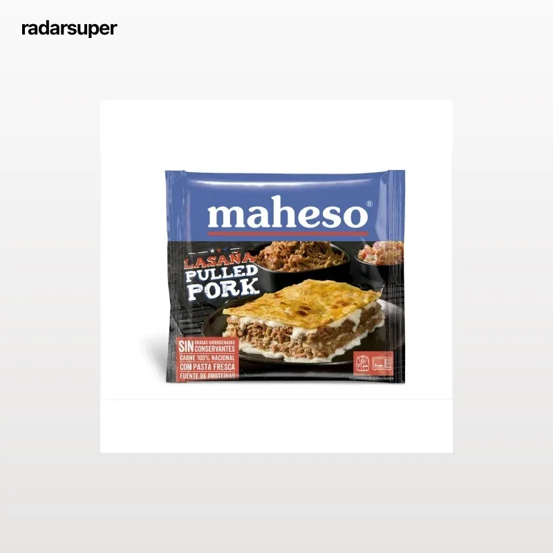 Lasaña de carne de cerdo al estilo barbacoa Maheso 280 g.