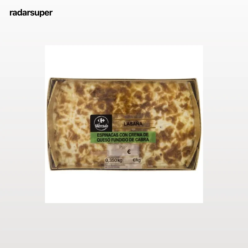 Lasaña de espinacas y crema de queso fundido de cabra El Mercado 350 g