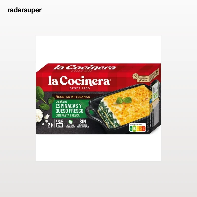 Lasaña de Espinacas y Queso La Cocinera 500 g.
